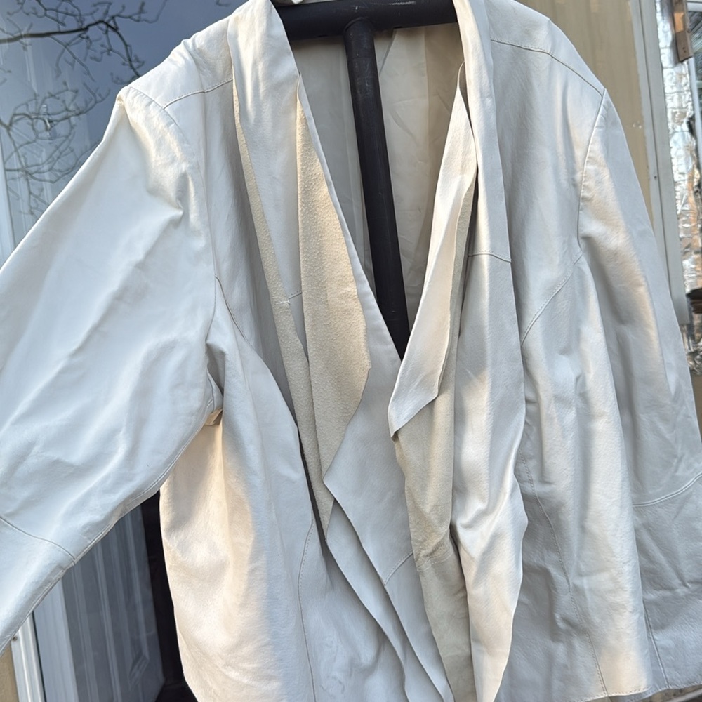 🚨B2G1 ROAMAN’S Off White Leather Blazer Jacket